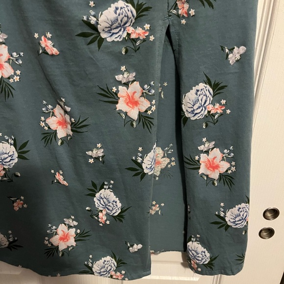 O’Neill ~ Green Floral Strapless Dress Front Side Slit Women’s Size Medium - Picture 3 of 5